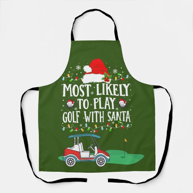 Delantal Navidades de golf con la temática del carrito rojo (Anverso)