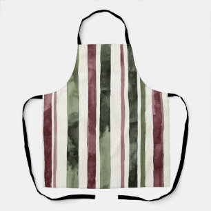 Delantal Navidades de Green Burgundy Stripes