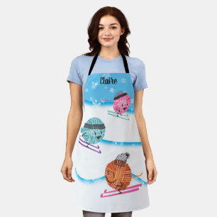 Delantal Navidades de invierno con hilo de esquí espectác