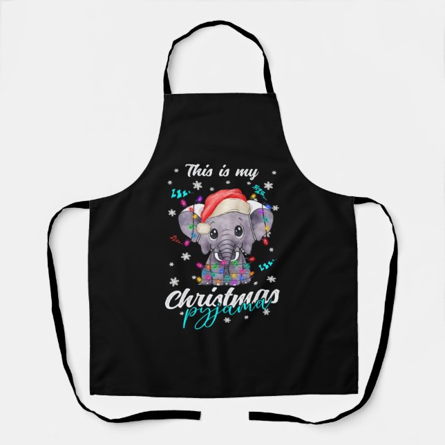 Delantal Navidades de invierno Elefante Pajama (Anverso)