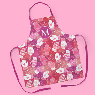 Delantal Navidades de invierno reducen el patrón en rosa