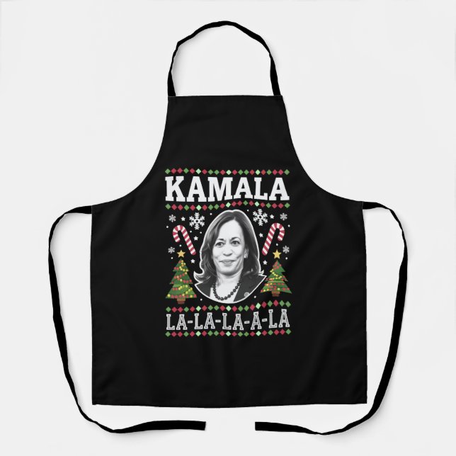 Delantal Navidades de Kamala Harris 2024 Comma La Xmas (Anverso)