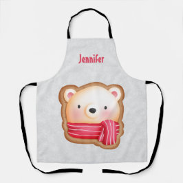 Delantal Navidades de la bufanda roja y las mejillas rosada