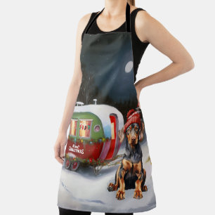 Delantal Navidades de la Caravana de Invierno Doberman Adve