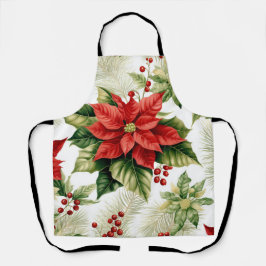 Delantal Navidades de la Festividad Red Poinsettia Holly Be