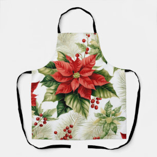 Delantal Navidades de la Festividad Red Poinsettia Holly Be