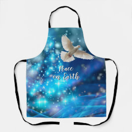 Delantal Navidades de la paz de la paloma azul coincidentes