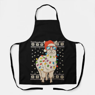 Delantal Navidades de Llama alumbran fea fiesta navideña