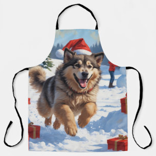 Delantal Navidades de Malamute de Alaska celebran escena de