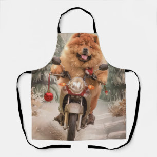 Delantal Navidades de motocicleta Chow Chow Dog Riding
