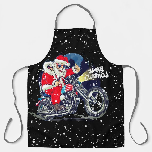 Delantal Navidades de motocicleta de Santa Motorcycle Biker (Anverso)