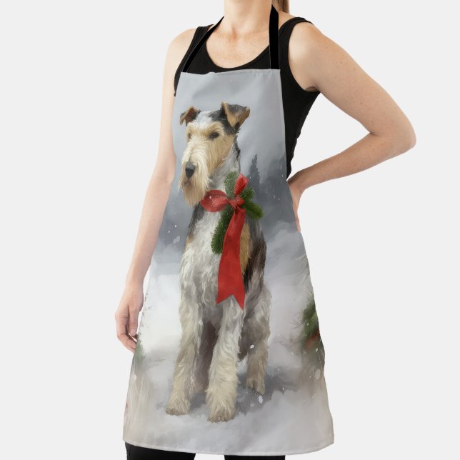 Delantal Navidades de Nieve en Wirefox Terrier Dog (in situ)