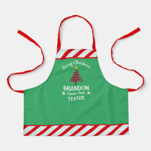 Delantal Navidades de niños Personalizado de franjas blanca
