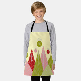 Delantal Navidades de ornamentos y árboles