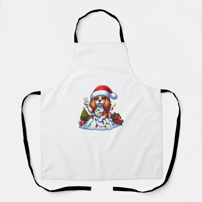 Delantal Navidades de Peace Hand Cavalier King Charles Span (Anverso)