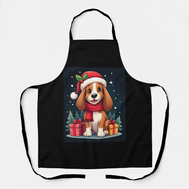 Delantal Navidades de perro de Hound Basset Traje a Santa H (Anverso)