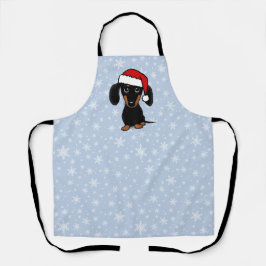 Delantal Navidades de perro negro y tan dachshund Santa Cut