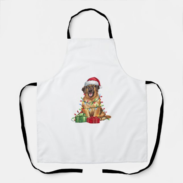 Delantal Navidades de perros de Santa Hat Leonberger (Anverso)