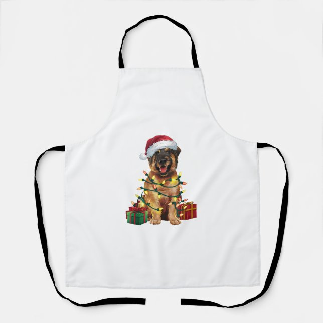 Delantal Navidades de perros de Santa Hat Leonberger _ (Anverso)