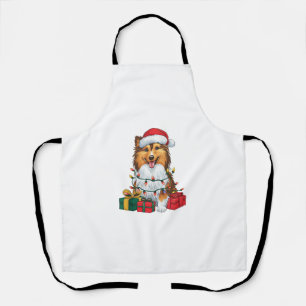 Delantal Navidades de perros lascivos de Santa Hat Sheltie