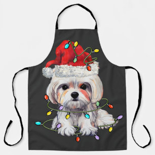 Delantal Navidades de perros malteses, Navidad Perro maltés