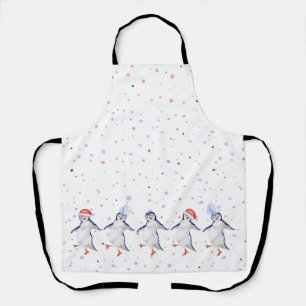 Delantal Navidades de pingüinos bailarines