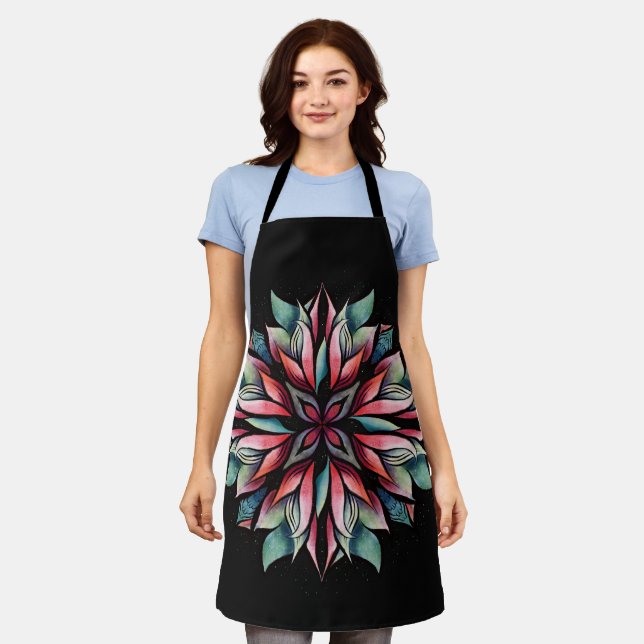 Delantal Navidades de Poinsettia con elegancia floral en va (Gastado)