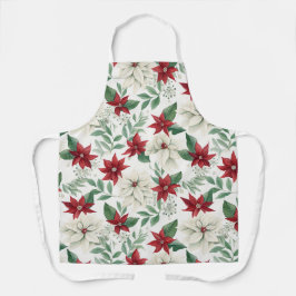 Delantal Navidades de Poinsettia festiva Apron - Rojo y Bla