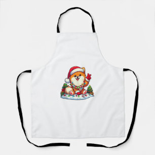 Delantal Navidades de Pomerania, mano de paz divertida, ilu
