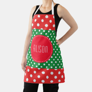 Delantal Navidades de Punto de Polka Verde y Rojo