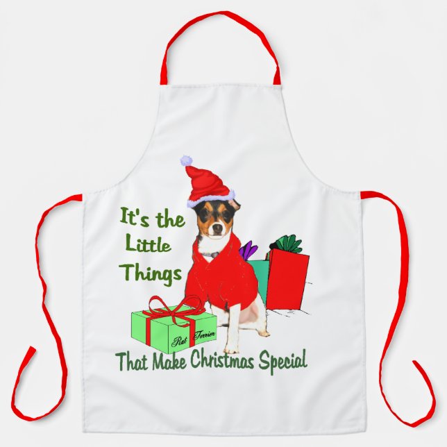 Delantal Navidades de Rat Terrier (Anverso)