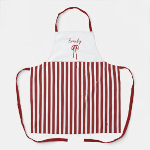 Delantal Navidades de rayas rojas apron con reverencia