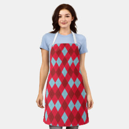 Delantal Navidades de Red Blue y Crimson Argyle Apron