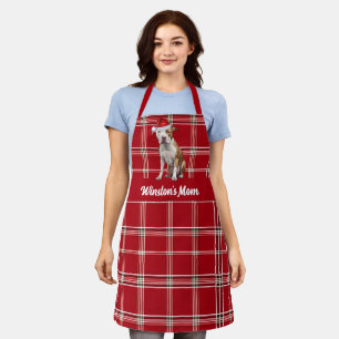 Delantal Navidades de Red Plaid Staffordshire Santa Dog