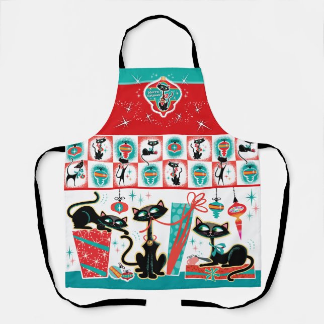 Delantal Navidades de Retro Cats Apron (Anverso)