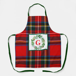 Delantal Navidades de Royal Stewart MONOGRAM Plaid Wreath