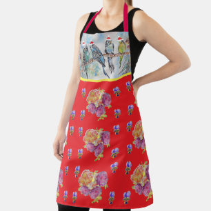 Delantal Navidades de Santa Budgies Red Womans Apron