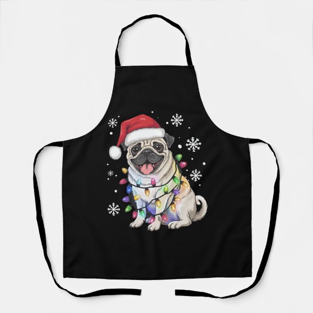 Delantal Navidades de Santa Pug alumbran a amante del perro (Anverso)