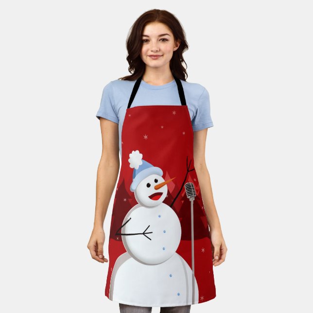 Delantal Navidades de Snowman, cantantes felices (Gastado)
