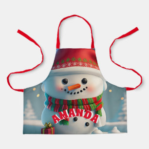 Delantal Navidades de Snowman personalizan a los niños