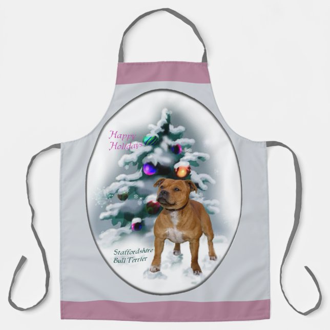 Delantal Navidades de Staffordshire Bull Terrier (Anverso)