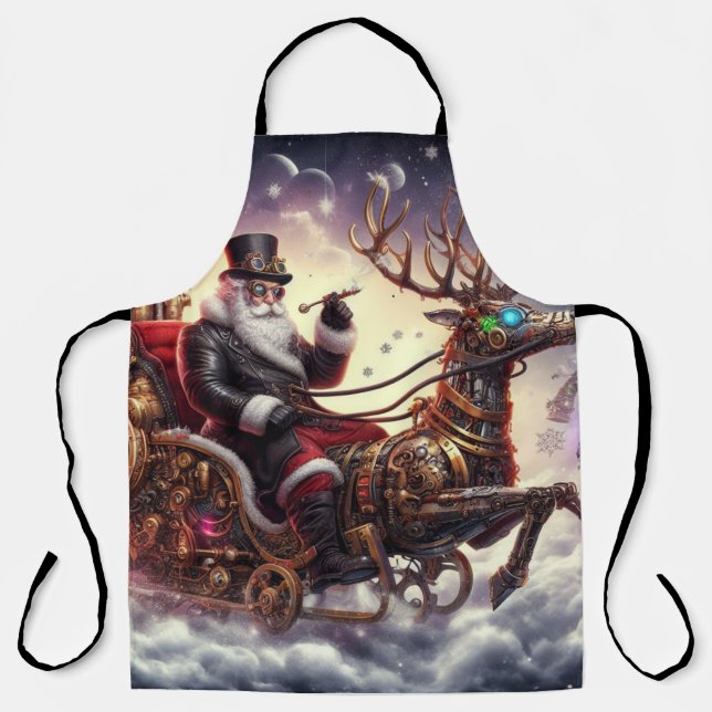 Delantal Navidades de steampunk de Santa/Reindeer/invierno (Anverso)