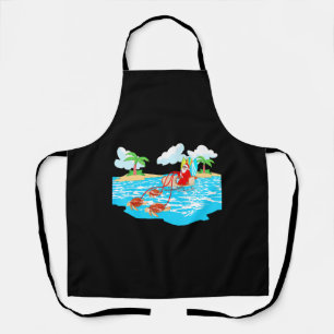 Delantal Navidades de surf de Sea Turtle Sleigh Santa Beach