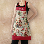 Delantal Navidades de Vintage Santa Claus<br><div class="desc">¡Atractivo delantal navideño vintage decorado con estampado de navidad a la antigua! Personalízalo para un regalo de vacaciones de Navidades divertidos. Diseñado para ti por Blackberry Boulevard.</div>