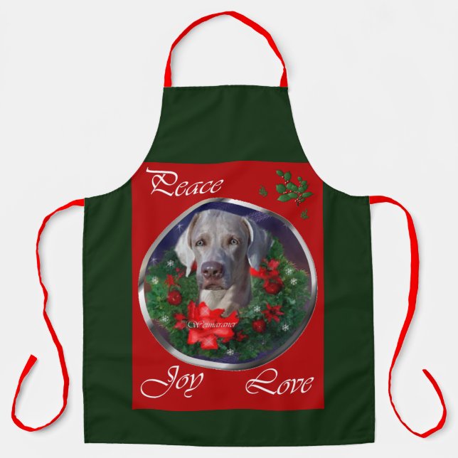 Delantal Navidades de Weimaraner (Anverso)