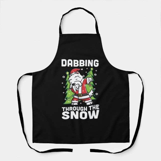 Delantal Navidades de Westie Dabbing (Anverso)