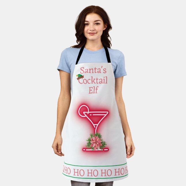 Delantal Navidades del bar de cócteles de Santa Claus (Gastado)