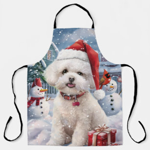 Delantal Navidades del Bichon Frise Dog Winter Wonderland A