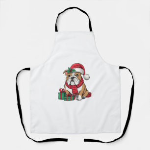 Delantal Navidades del Bulldog inglés Xmas Lighting Santa H