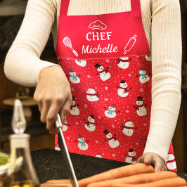Delantal Navidades del chef de snowman con encanto